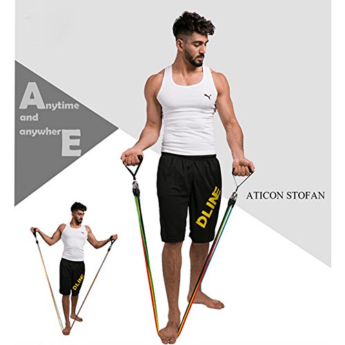 Set aus 5 Resistance Bands Widerstandsbänder Fitnessbänder Resistance Straps mit Handgelenk, Resistance Tube für Männer & Frauen für Yoga, Pilates, Physio,Workout für Heimfitness Reisen Fitness - 5