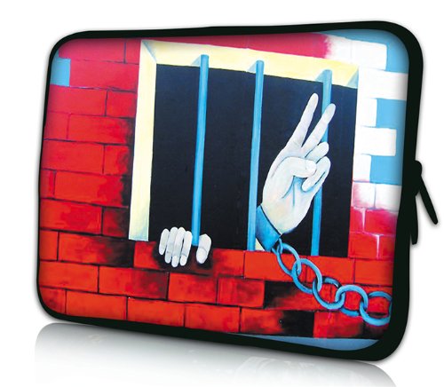 Luxburg® Design Laptoptasche Notebooktasche Sleeve für 15,6 Zoll, Motiv: "Peace" hinter Gittern