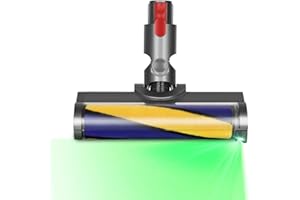 DrRobor Cabezal de Cepillo Eléctrico para Dyson V10 V11 V15 V7 V8, Cepillo del Rodillo con Luces LED para Revelar Polvo Invisible, Adecuado para Limpiar Pisos Duros