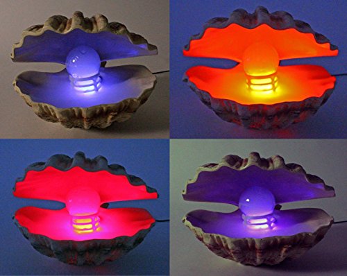 ABC Home Living 50785 Muschelnebler Luftbefreuchter Beleuchterter Zimmerbrunnen, Glas und polyrisin, Hell-Braun, 28.5 x 26 x 21 cm - 2