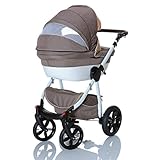 LCPKIDS Lucato 3in1 Kombi Kinderwagen Komplettset Babywanne Buggy Autositz Babyschale 0-13 kg Leder Edition - 6