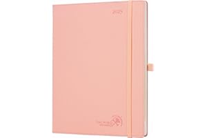 POPRUN Agenda 2025 Settimanale Verticale A4, 28,5 x 22,2 cm, Copertina Morbida, Weekly Planner 2025 con Intercallidi 15 Minuti, Carta Spessa da 100 GSM EU, Rosa Pallido, Versione Italiana