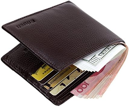TECOOL® RFID Blocking Genuine Leather Bifold Front-Pocket Wallet billfold Slim Money Clip Men's Purse
