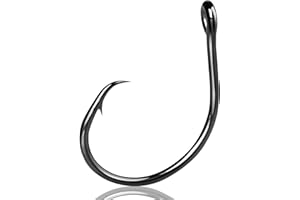 9KM DWLIFE Circle Hooks Inline,Fishing Hooks Barbed Saltwater 25Pcs Black/Closed Eye/Non-offset/Wide Gap for Catfish Striped Bass Size 4# 2# 1# 1/0 2/0 3/0 4/0 5/0 6/0 7/0