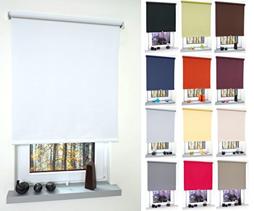 GARDUNA PULL Verdunkelungs-Rollo # dunkelgrau 132cm # viele Farben & Größen - komplett verdunkelnd / BLACKOUT Mittelzugrollo Springrollo Schnapprollo
