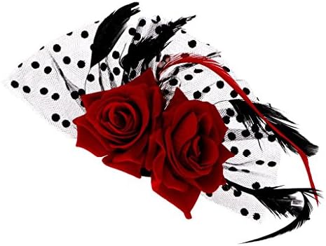 Anne as Bridal Fascinator Red Rose Floral Dots Hairpins Wedding Supply Headgear