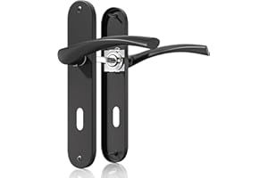 Bwintech 1 set di maniglie per porte nero opaco con foro per la chiave,distanza tra i fori per le viti 195mm,distanza tra i fori per la chiave 70mm,adatto per porte interne.