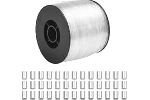 KLYNGTSK 250m Invisible Hanging Wire 0.8mm Strong Nylon Thread Transparent Fishing Wire Clear String Hanging Wires With 100pcs Aluminum Crimping Loop Sleeves for Hang Decorations Jewellery Making