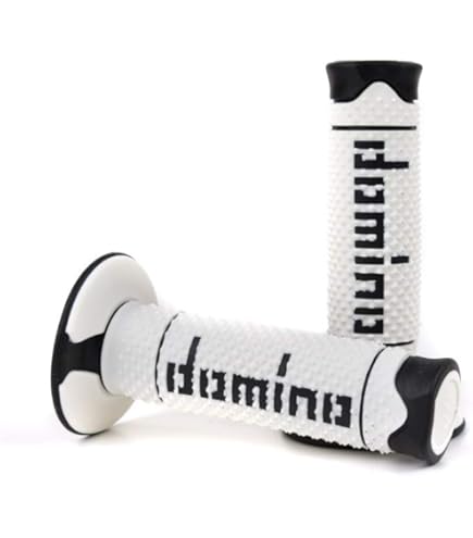 Domino Moto GP Lenkergriffe 22mm - Rot/Weiß - Original Rennsport Griffe Für Motorräder