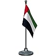 The Flag Corporation UAE United Arab Emirates Desk Flag 4in x 6in with A Plastic Gunmetal Black Base