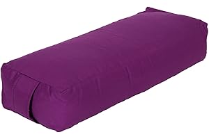 ‎YOGABOX Yogabox Yoga Bolster Rechteckig, Waschbarer Bezug aus 100% Baumwolle, Yogarolle eckig mit Bio-Dinkelspeltzfüllung, Yogakissen groß für Restoratives Yoga, Maße: ca. 60 x 20 x 14 cm
