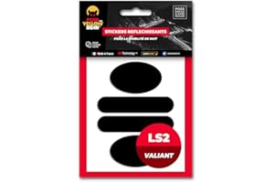 FEAR THE YELLOW BEAR YELLOW BEAR Fear The Yellow Bear© Easy Replica LS2 Valiant™, Kit 4 Stickers réfléchissants REPOSITIONNABLES, pour Casque Moto, 3M™ Technology (Noir, LS2 Valiant)