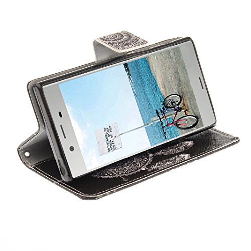 Sony Xperia X Compact Lederhülle, Asnlove PU Ledertasche Schutzhülle + Weich Hülle Stand Feature Flipcase Tasche Leather Case mit Standfunktion Tablet Etui mit Karte Slots für Sony Xperia X Compact (nur für Xperia X COMPACT geeignet ) – Weißer Traumfänger - 5