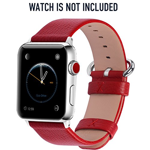 Fullmosa Compatible Correa Apple Watch 38mm 42mm Cuero  15 Colores Correa para Apple Watch iWatch Serie 3 Serie 2 Serie 1  Sangre Roja 38mm
