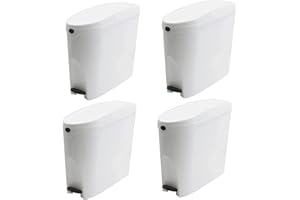 Pro-Kleen Sanitary Bin 20L Slimline Washrooms Toilets Hygienic Disposal Pedal Container Bins for Female Ladies And Baby Hygiene Products - 4 x 20 litres Bins (White)