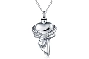 Quiges Donna Collana Regolabile 46-52 cm con Portacenere Commemorativo Urna di Cremazione Acciaio Inossidabile Ciondolo Cuore con Zirconia