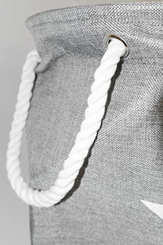 LS Design Wäschesammler Wäschetruhe Wäschesack Wäschekorb Star Sterne Grau - 4