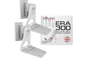 Sound Bass ERA300 Uchwyt Ścienny z Pochyleniem i Obrotem, Biały, Zestaw Podwójny (2 szt.), Kompatybilny z Sonos ERA 300, Łatwa Instalacja, Zawiera Zestaw Montażowy, Podwójny, Para