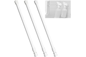 YOFDAL 3 Pezzi Bastoni per Tende a Pressione 30-50 cm Bastone Tenda Estensibile, Antiscivolo Asta Telescopica Senza Forare Asta Tenda A Molla per Finestre, Armadi, Scarpiere, Guardaroba(Bianco)