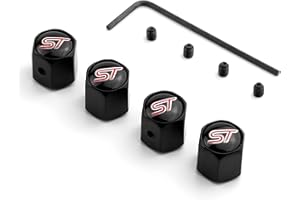 TGFOD 4 Piezas Tapas para Válvulas Neumático de Coche Metal, para Ford ST FOCUS 2 3 Mondeo Fiesta Kuga MK2 MK4, Antipolvo Antirrobo Tapas de Rueda de Coche Aire Cabezales Madre Tapones Cubierta