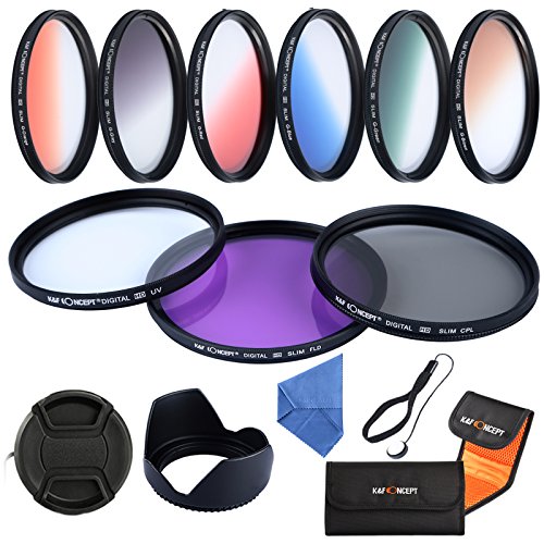 K F CONCEPT 52mm Ensemble de 9 Filtres  UV CPL FLD Bleu Orange Gris Rouge Vert Brun  Filtre protecteur Filtre Polarisant Filtre Gris Neutre Filtres Couleur d  grad  s
