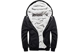 LEZUAN Felpa con Cappuccio Uomo Inverno Caldo Hoodie con Cerniera Integrale Felpe Uomo Manica Lunga Pullover Giacca di Spessore Cappotto in Pile Foderato