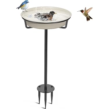 YARNOW Gartenstatue Mit Vogelfutterspender – Dekorative Vogeltränke Aus Langlebigem Resin Für Balkon & Garten