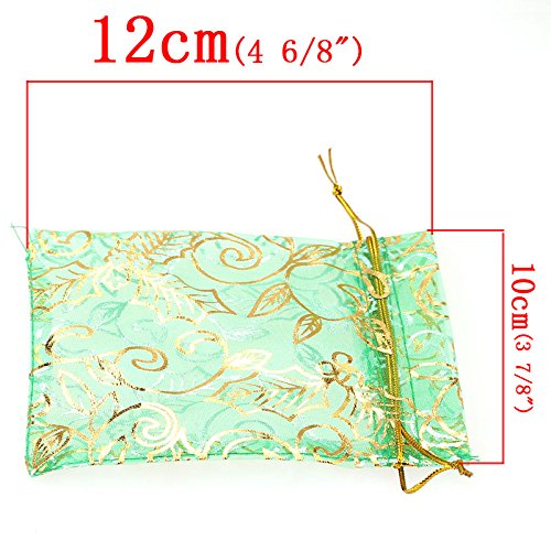 HooAMI 50 stück 10cmx12cm Grün Organzasäckchen Beutel Geschenk Schmuckbeutel Säckli - 4