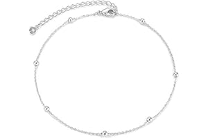 Aczyqws 1 pcs sterling silver ankle chain,925 Sterling Silver Adjustable Anklet Classic Chain Ankle Bracelets 8" to 11" inch Flexible Fit