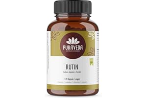 PURAVEDA Rutin hochdosiert - 120 Kapseln - 95% Rutin - 550mg Sophora japonica L.- Japanischer Schnurbaum - Top Dosierung - vegan - hergestellt und kontrolliert in Deutschand