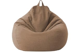 XIXIMAON Funda de Puff SIN Relleno Bolsa de Frijoles Bean Bag de Color Sólido con Asa Cubierta de Puff Pera Sofá Perezoso para Adultos y Niños Cubierta de Puf Pelota para Salón Dormitorio (Marrón, M)