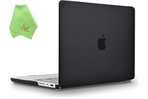 UESWILL Case Compatible with MacBook Pro 14 inch M5 M4 M3 M2 M1 Pro Max Chip & Touch ID, 2025 2024 2023 2022 2021 Release, Smooth Matte Hard Shell Cover + Microfiber Cloth, Black