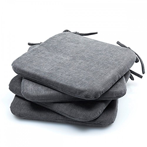 2er - 4er Pack Baby Cord Stuhlkissen Stuhlauflage Bodenkissen Sitzkissen Auflage, Farbe:4er Pack GRAU