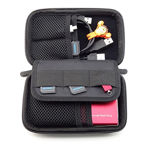 Stoßfest EVA Festplattentasche für 2,5 Zoll Festplatte und SSD HDD-Tasche mit Reißverschluss, Taschen für Zubehör Schwarz - 3