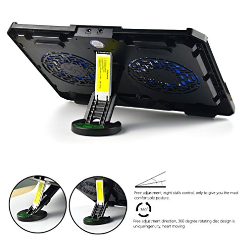 granvela® axt02 38,1 cm Notebook Cooling Pad und Laptop-Ständer; Slim, leise, Geschwindigkeit und Winkel verstellbar, Kühler Pad mit Digital Display - 4