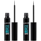 LAKMÉ Eyeconic Liquid Eye Liner, Black, Long Lasting Matte Waterproof Liner - Smudge Proof, Transfer Proof Eye Makeup for 24 
