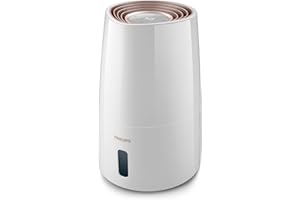 PHILIPS DOMESTIC APPLIANCES PHILIPS Luftbefeuchter 3000 Serie, für 45 m², NanoCloud, 99,97% weniger Bakterien, 300 ml/h, 3 Stufen, Schlafmodus, Ultraleise (33 dB), Feuchtigkeitssensor, Timer, 3L Tank, Weiß (HU3916/10)