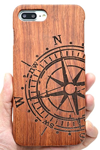 PhantomSky iPhone 7 8 Plus Funda de Madera   Serie de Lujo  Natural Hecha a Mano de Bamb   Madera Carcasa Case Cover para tu Smartphone - Comp  s Palisandro
