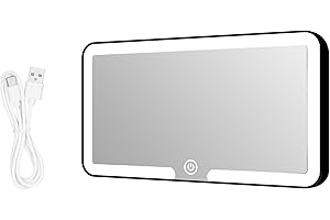 ‎JIZZU JIZZU Auto Kosmetikspiegel, Kosmetikspiegel mit 3 Modi, wiederaufladbar, Make-up-Spiegel für Auto, Sonnenblende, Sitzlehne (Schwarz)