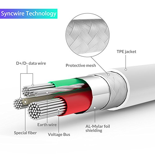 Syncwire C  ble iPhone  MFI Certifi   Apple  Chargeur iPhone Charge Synchro Ultra Rapide pour iPhone X 8 8 Plus 7 7 Plus 6S 6S Plus 6 6 Plus SE 5C 5S 5  iPad Air  Pro  iPad Mini - 2M Blanc