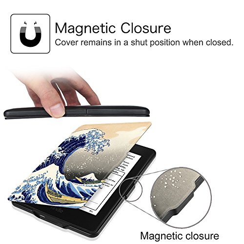 Fintie Kindle Paperwhite Hülle – Die dünnste und leichteste Smartshell Case Schutzhülle Tasche mit auto Sleep / Wake für den neuen Kindle Paperwhite 2016 (mit 300 ppi-Display, 6 Zoll, und integrierter Beleuchtung) und alle Modelle von 2012, 2013, 2014, 2015 – Die Wellen - 4