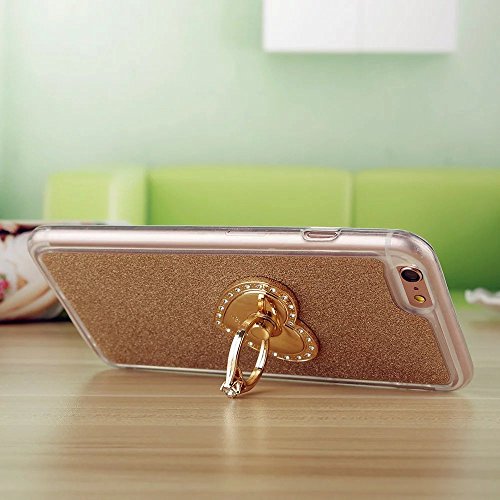 Huawei P8 Lite (2015) 5,0 Zoll Hülle, MUTOUREN Huawei P8 Lite (2015) 5,0 Zoll Etui Hülle Tasche Schutzhülle TPU Silikon Case Cover Bling Glitzer Gold Bumper mit Ring und Anti-Scratch Löschen Back Bumper für Huawei P8 Lite (2015) 5,0 Zoll - 4