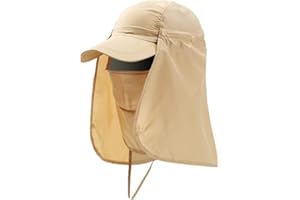 SIQITECHUK Sun Hat with Detachable Neck Face Flap Cover UPF 50+ Protection Wide Brim Fishing Hat Breathable Mesh Baseball Cap Quick Dry Outdoor Sun Visor Hat for Men Women Cycling Camping Hiking Walking Travel