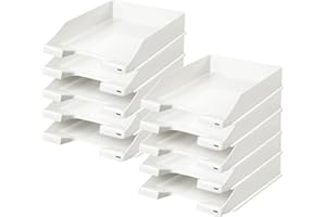 ‎HAN HAN Briefablage KLASSIK, 10 STÜCK Schreibtisch Organizer, Bürobedarf, Ablagefächer, Büromaterial, Briefkorb, Dokumentenablage, bis Format A4/C4, 1027-X-12, weiß