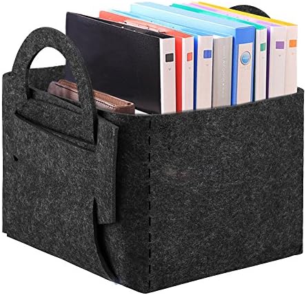 EVAHO Storage Box, Foldable Felt Storage Basket Bin Decorative Portable Basket Organizer With Handle For Nursery Home, Office, Warehouse, Cabinet Shelf