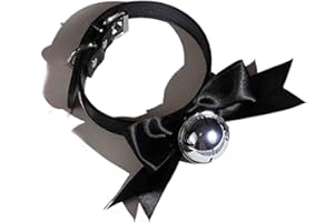 paloli Handmade Cosplay Choker Lolita Kitty Bell Collar with Strap Women Leather Choker Necklace