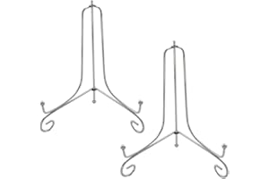 Tincogo (2 pack) 8" Iron Plate Stand, Silver Iron Easel Plate Display Photo Holder Stand, Displays Picture Frames, Cookbooks, Decorative Plates, Tablets and Art