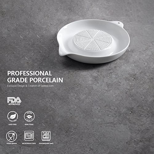 Sweese 3602 Ingwerreibe, Stabile Porzellan Ingwer Reibe Küchenreibe Obstreibe Wasabireibe vegan gingergrater, 11 x 9 x 2 cm weiß - 2