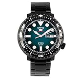 Seiko 5 Sports Armbanduhr, 100 m, Automatik, Flaschenverschluss, Stahl, Schwarz, Zifferblatt Türkis, SRPC65K1