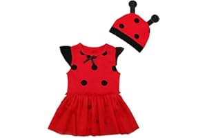 Lito Angels Marienkäfer Ladybug Kostüm Kleid für Baby Mädchen, Body Strampler Onesie Verkleidung mit Hut Größe 3-24 Monate